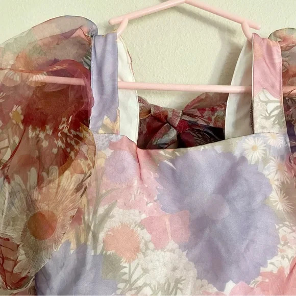 Pleiades Chloe Floral Puff Sleeve Dress - Picture 7 of 15